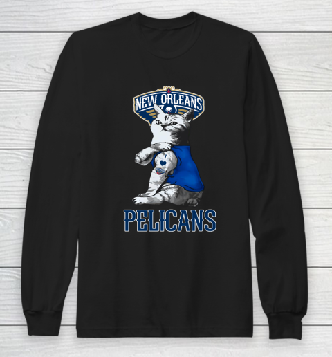 NBA Basketball My Cat Loves New Orleans Pelicans Long Sleeve T-Shirt