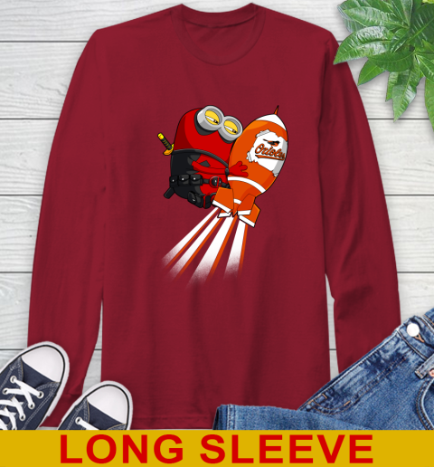 MLB Baseball Baltimore Orioles Deadpool Minion Marvel Shirt Long Sleeve T-Shirt 9