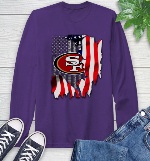 San Francisco 49ers NFL Football American Flag Long Sleeve T-Shirt 5