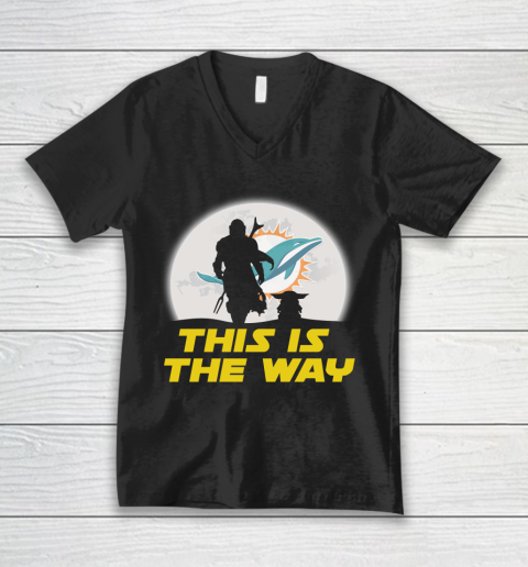 Miami Dolphins NFL Football Star Wars Yoda And Mandalorian This Is The Way V-Neck T-Shirt