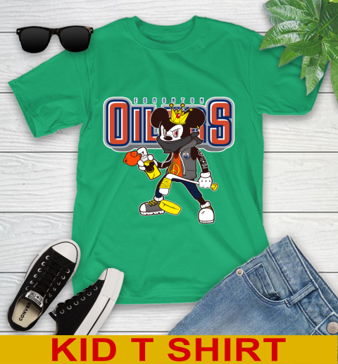 Edmonton Oilers NHL Hockey Mickey Peace Sign Sports Youth T-Shirt - Image 7