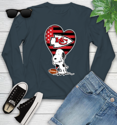 Kansas City Chiefs NFL Football The Peanuts Movie Adorable Snoopy Youth Long Sleeve 8