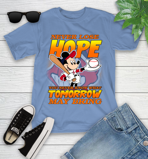 Cleveland Indians MLB Baseball Mickey Disney Never Lose Hope Youth T-Shirt 15