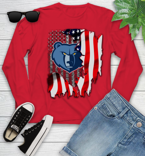Memphis Grizzlies NBA Basketball American Flag Youth Long Sleeve 11