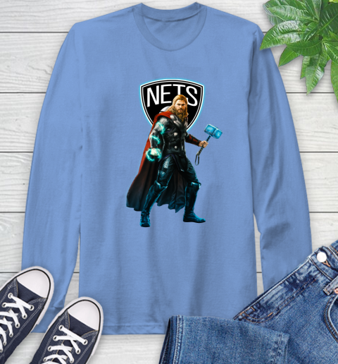 NBA Thor Avengers Endgame Basketball Brooklyn Nets Long Sleeve T-Shirt 11