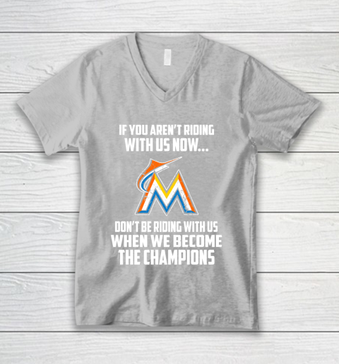 MLB Miami Marlins Baseball We Become The Champions V-Neck T-Shirt 3