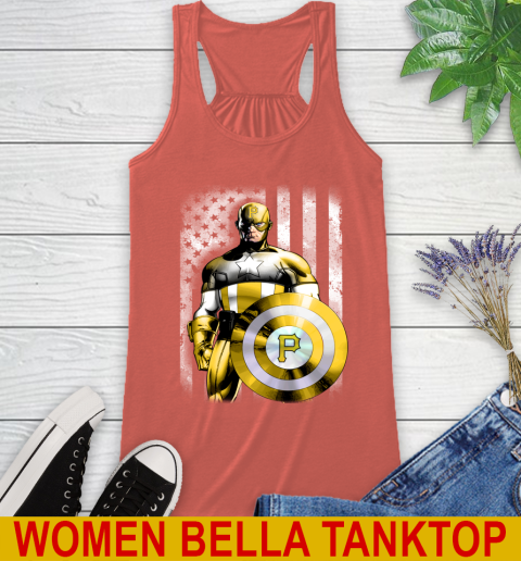 Pittsburgh Pirates MLB Baseball Captain America Marvel Avengers American Flag Shirt Racerback Tank 3