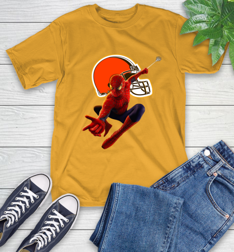 NFL Spider Man Avengers Endgame Football Cleveland Browns T-Shirt 3