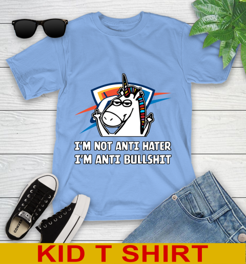 Oklahoma City Thunder NBA Basketball Unicorn I'm Not Anti Hater I'm Anti Bullshit Youth T-Shirt 11