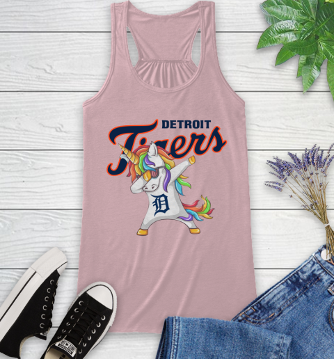 Detroit Tigers MLB Baseball Funny Unicorn Dabbing Sports Racerback Tank 11