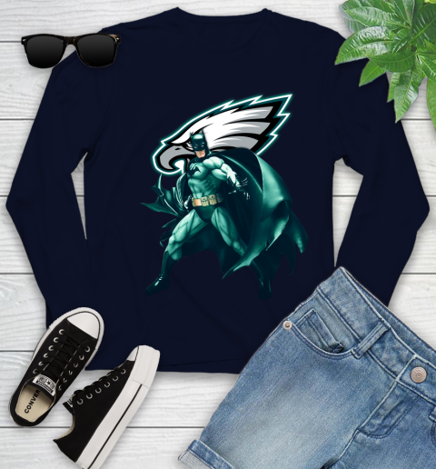 NFL Batman Football Sports Philadelphia Eagles Youth Long Sleeve 3