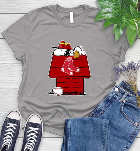 MLB Boston Red Sox Snoopy Woodstock The Peanuts Movie Baseball T Shirt Women's T-Shirt 5