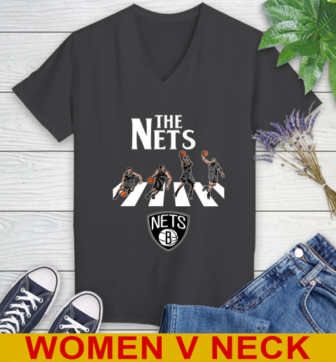 NBA Basketball Brooklyn Nets The Beatles Rock Band Shirt Women's V-Neck T-Shirt 8