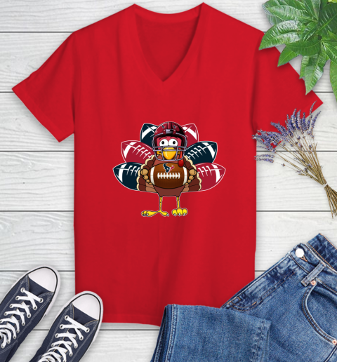 Houston Texans Turkey Thanksgiving Day Women's V-Neck T-Shirt 12