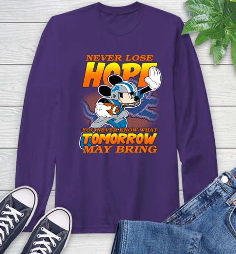 Detroit Lions NFL Football Mickey Disney Never Lose Hope Long Sleeve T-Shirt 5