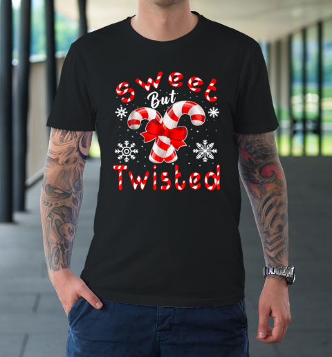 Candy Cane Sweet But Twisted Funny Merry Christmas T-Shirt