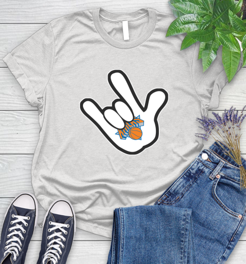 New York Knicks NBA Basketball Mickey Rock Hand Disney Women's T-Shirt