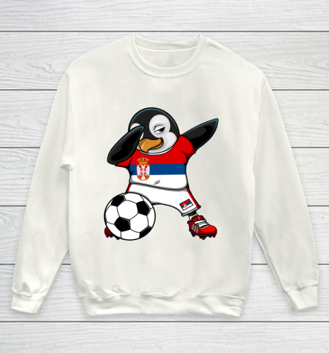 Dabbing Penguin Serbia Soccer Fans Jersey Football Lovers Youth Sweatshirt