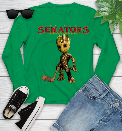 Ottawa Senators NHL Hockey Groot Marvel Guardians Of The Galaxy Youth Long Sleeve 6