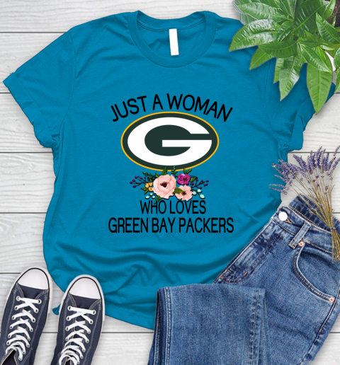 NFL Just A Woman Who Loves Green Bay Packers Football Sports Women's T-Shirt 5