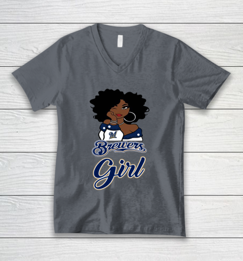 Milwaukee Brewerss Girl MLB V-Neck T-Shirt 5