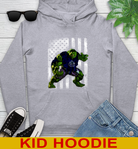 Vancouver Canucks Hulk Marvel Avengers NHL Hockey American Flag Youth Hoodie 7 Vancouver Canucks Hulk Marvel Avengers NHL Hockey American Flag Youth Hoodie - Image 7