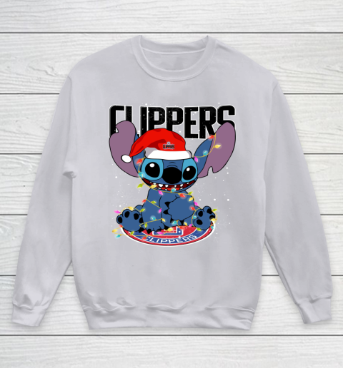 LA Clippers NBA noel stitch Basketball Christmas Youth Sweatshirt 2