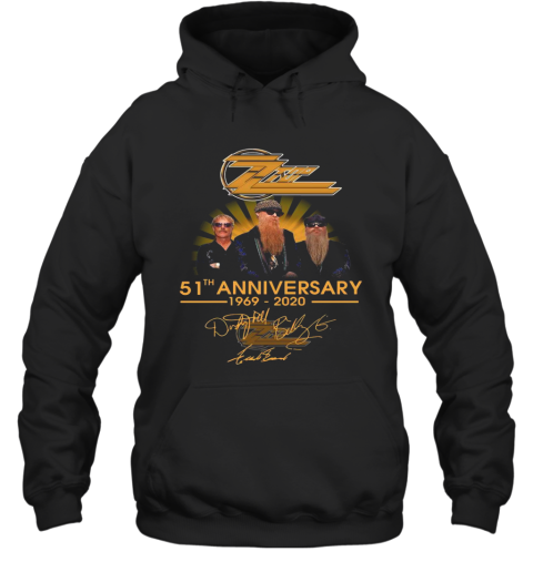 ZZ Top 51Th Anniversary 1969 2020 Signatures Hoodie