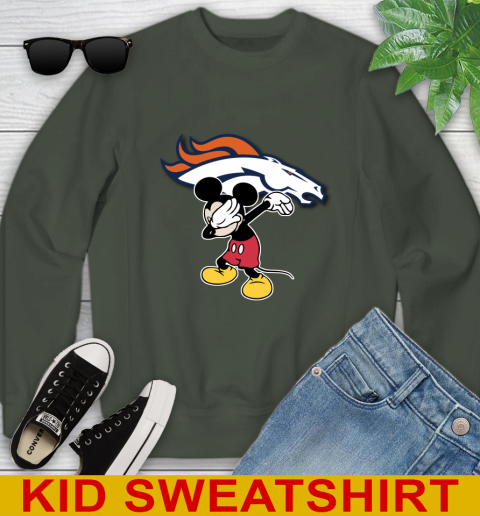 Denver Broncos NFL Football Dabbing Mickey Disney Sports Youth Sweatshirt 9