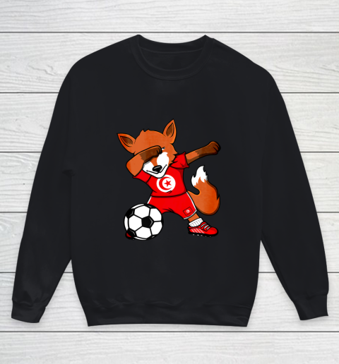 Dabbing Fox Tunisia Soccer Fans Jersey Tunisian Football Fan Youth Sweatshirt