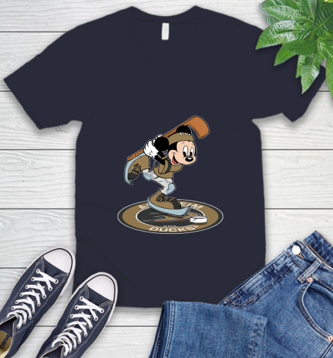 NHL Hockey Anaheim Ducks Cheerful Mickey Disney Shirt V-Neck T-Shirt 3