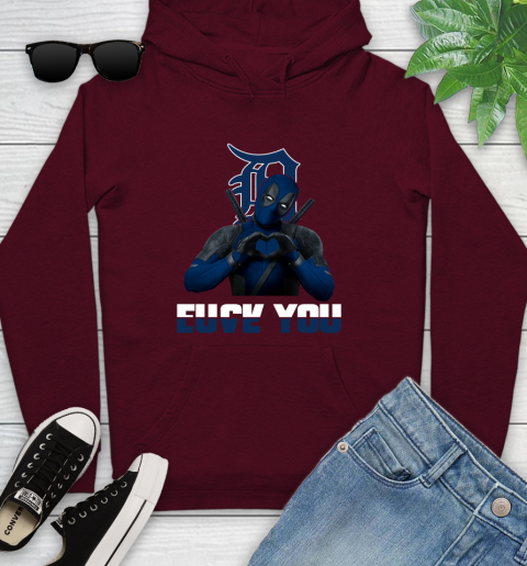 MLB Detroit Tigers Deadpool Love You Fuck You Baseball Sports Youth Hoodie 7