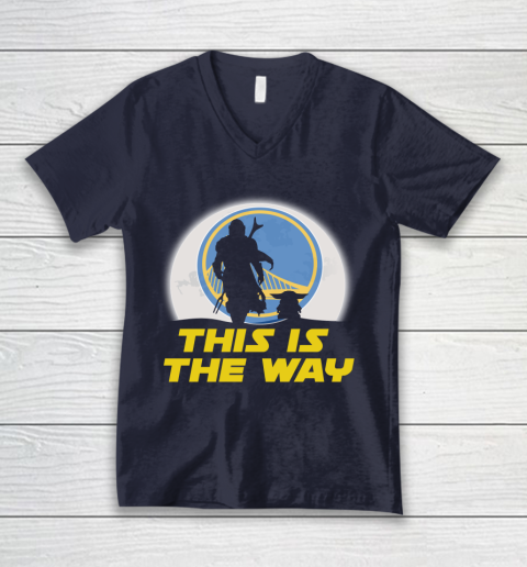 Golden State Warriors NBA Basketball Star Wars Yoda And Mandalorian This Is The Way V-Neck T-Shirt 2