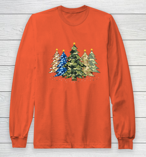 Camo Print Christmas Trees with Camouflage Print Xmas Long Sleeve T-Shirt 3