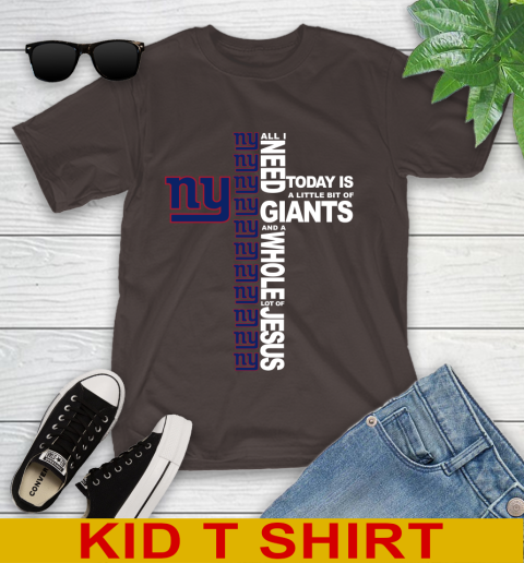 NFL All I Need Today Is A Little Bit Of New York Giants Cross Shirt Youth T-Shirt - Image 7