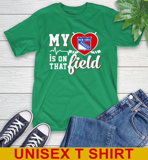 NHL My Heart Is On That Field Hockey Sports New York Rangers T-Shirt 7