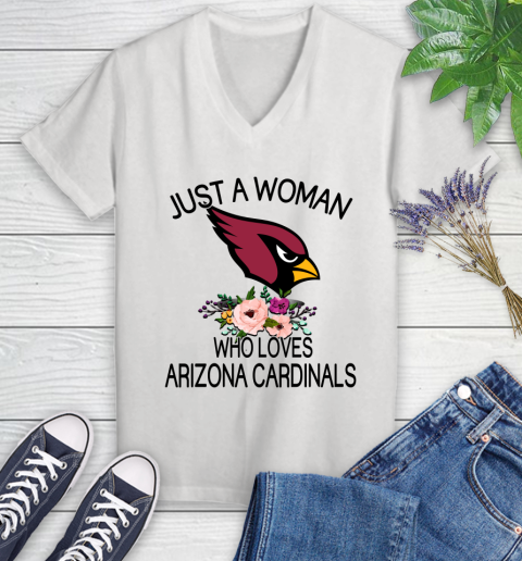 NFL Just A Woman Who Loves Arizona Cardinals Football Sports Women's V-Neck T-Shirt
