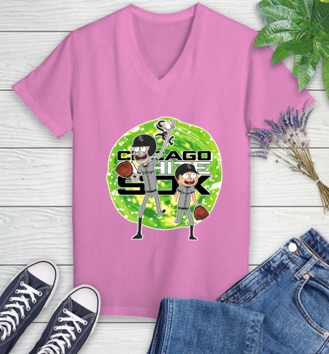 MLB Chicago White Sox Rick And Morty Baseball Sports Women's V-Neck T-Shirt 14