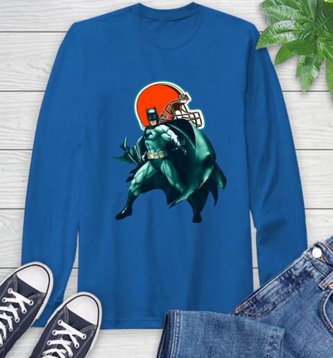 NFL Batman Football Sports Cleveland Browns Long Sleeve T-Shirt 9