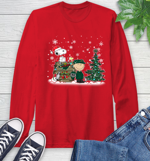 NHL Minnesota Wild Snoopy Charlie Brown Woodstock Christmas Stanley Cup Hockey Long Sleeve T-Shirt 11