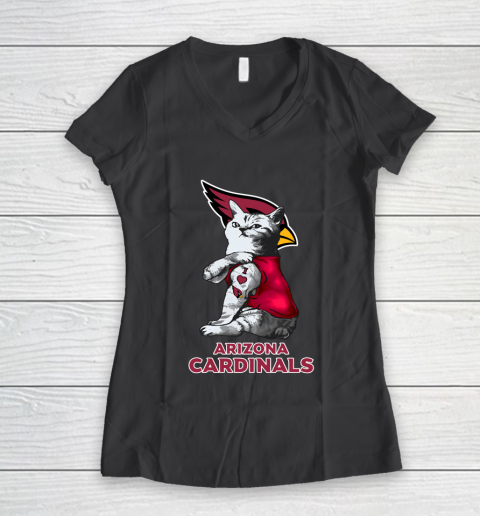 NFL Football My Cat Loves Arizona Cardinals Women's V-Neck T-Shirt 6