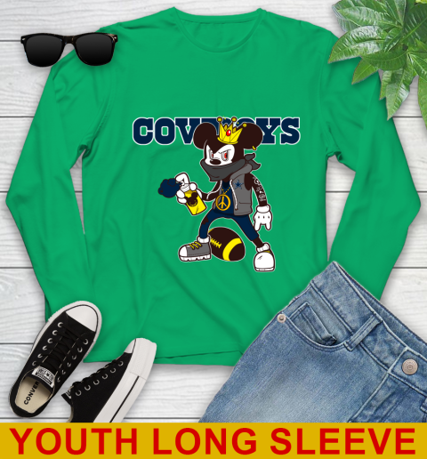 Dallas Cowboys NFL Football Mickey Peace Sign Sports Youth Long Sleeve 7