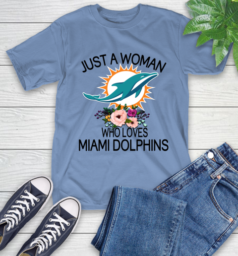 NFL Just A Woman Who Loves Miami Dolphins Football Sports T-Shirt 11
