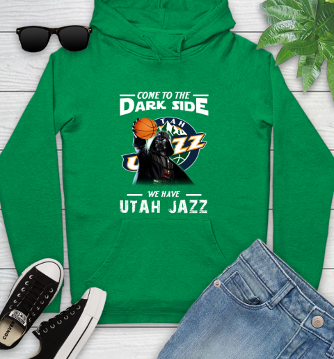 NBA Come To The Dark Side We Have Utah Jazz Star Wars Darth Vader Basketball Youth Hoodie 9