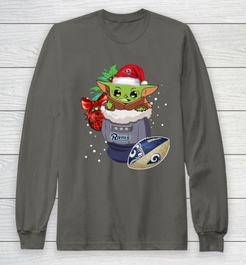 Los Angeles Rams Christmas Baby Yoda Star Wars Funny Happy NFL Long Sleeve T-Shirt 8