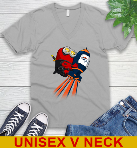 NFL Football Denver Broncos Deadpool Minion Marvel Shirt V-Neck T-Shirt 3