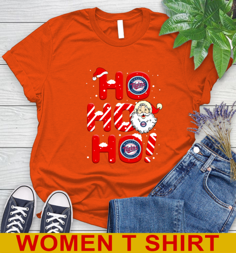 Minnesota Twins MLB Baseball Ho Ho Ho Santa Claus Merry Christmas Shirt Women's T-Shirt 3