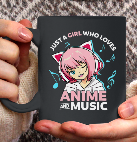 Just A Girl Who Loves Anime and Music Women Anime Teen Girls Ceramic Mug 11oz