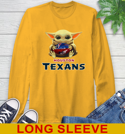 NFL Football Houston Texans Baby Yoda Star Wars Shirt Long Sleeve T-Shirt 3