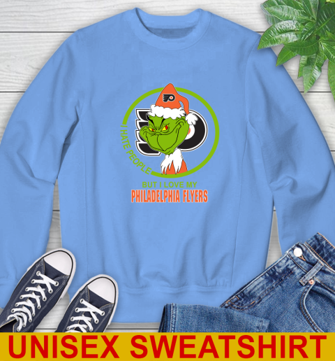 Philadelphia Flyers NHL Christmas Grinch I Hate People But I Love My Favorite Hockey Team Sweatshirt 11